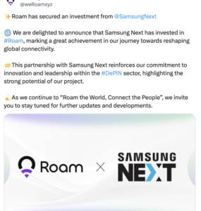 Roam | The DePIN Leader Invested by Samsung Next